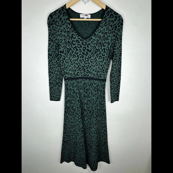 Great Jones Leopard Knit Long Sleeve Midi Dress SIZE S - Picture 7 of 7